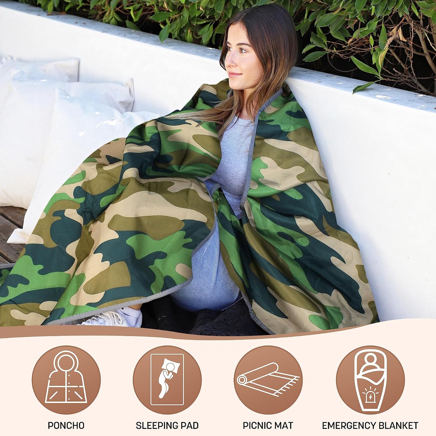 Manta impermeable triple capa sherpa para camping y mascotas