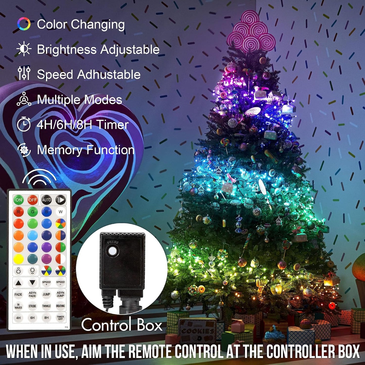 Guirnalda luces LED RGB 500 impermeables control remoto