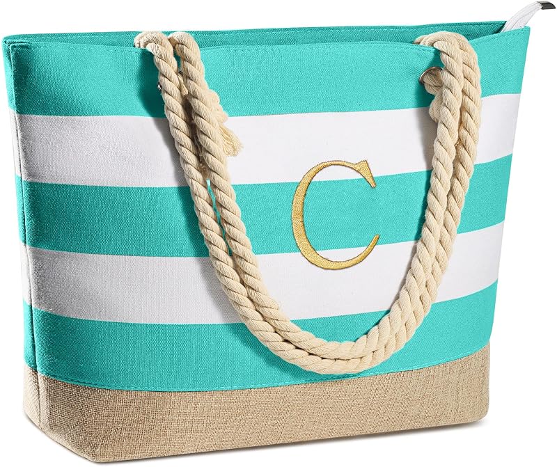 Bolsa playa lona personalizada con cremallera regalo mujer