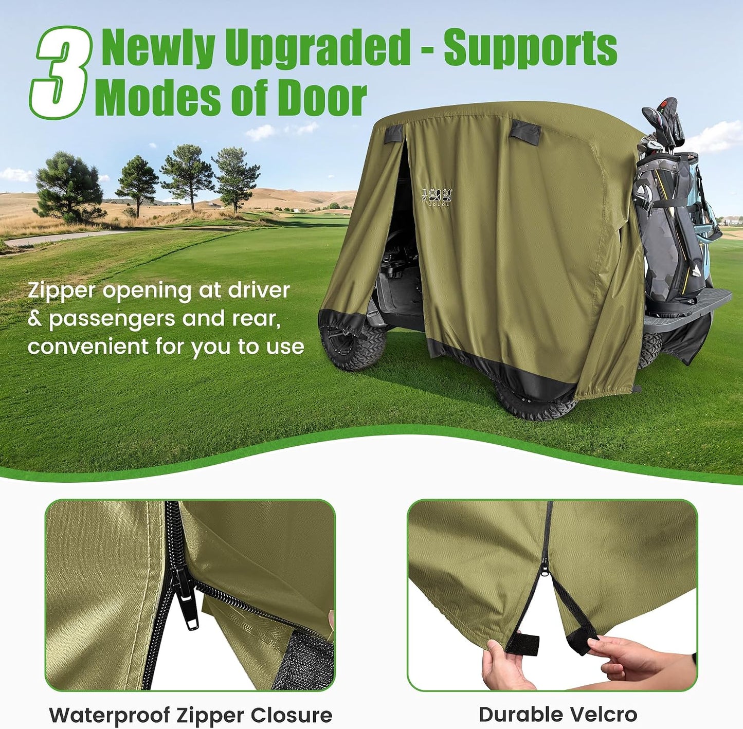 Fundas carrito golf 2/4 pasajeros 3 puertas con cremallera