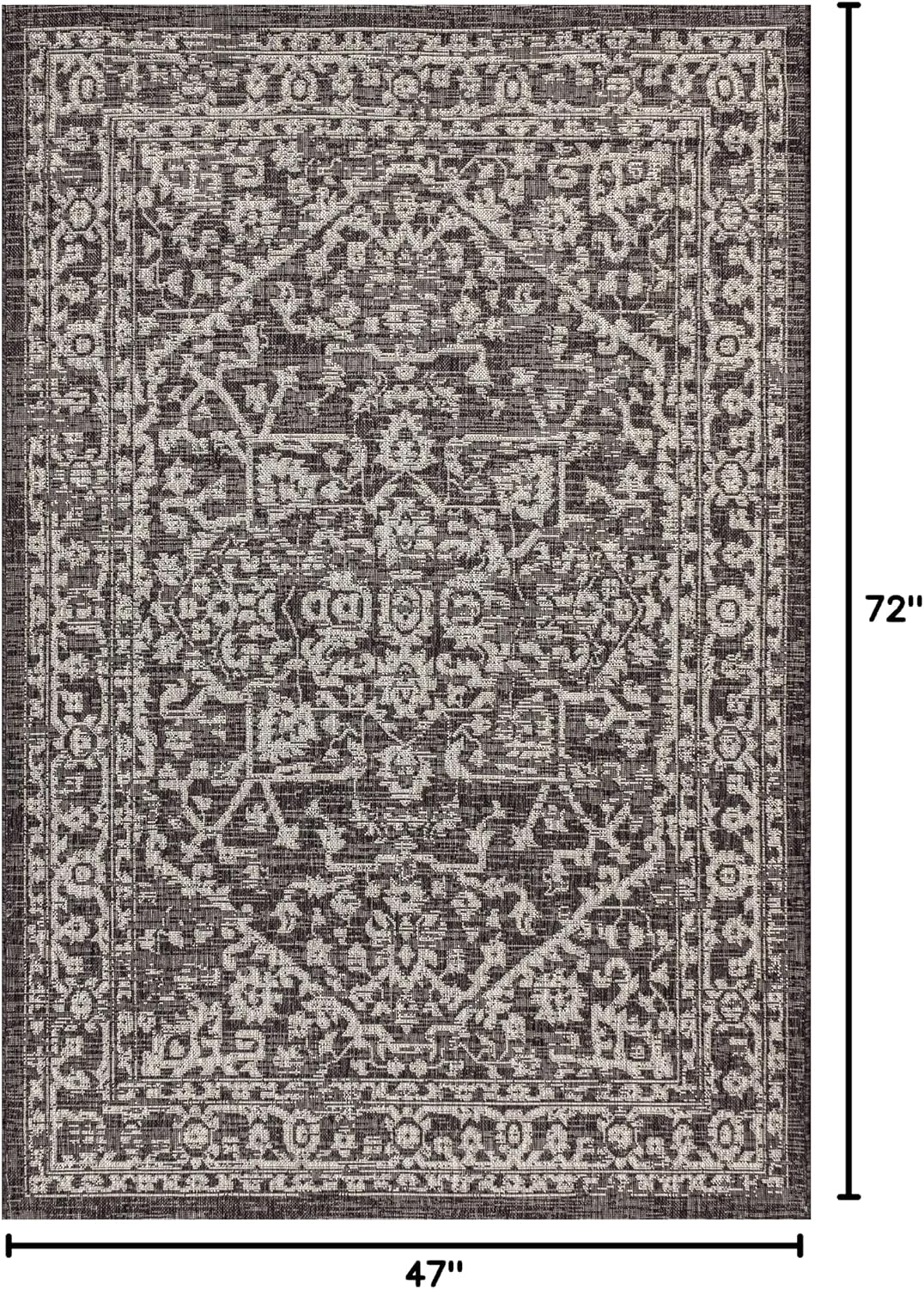 Alfombra Boho Medallion 4x6ft Texturizado Negro/Gris