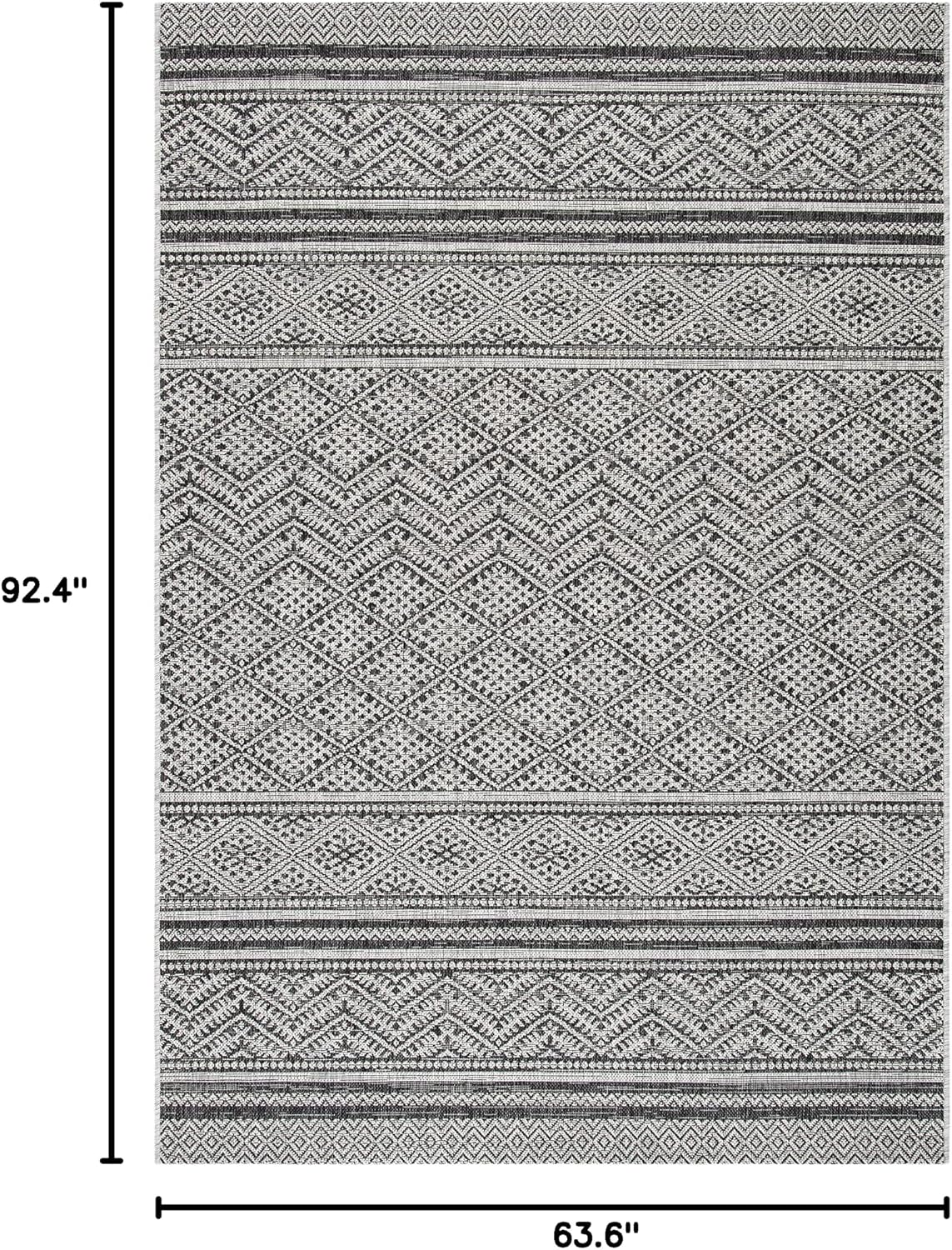 Alfombra lavable exterior 5'3x7'7 negro y gris no pelusa