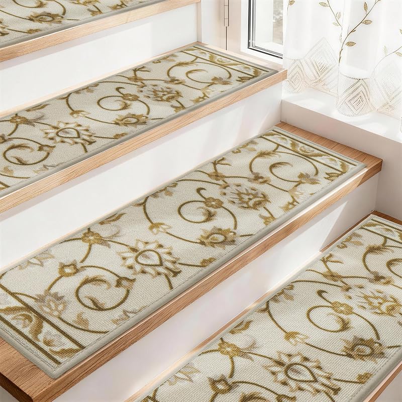 Peldaños alfombra suave antiderrap 8x30pulg reutiliz.
