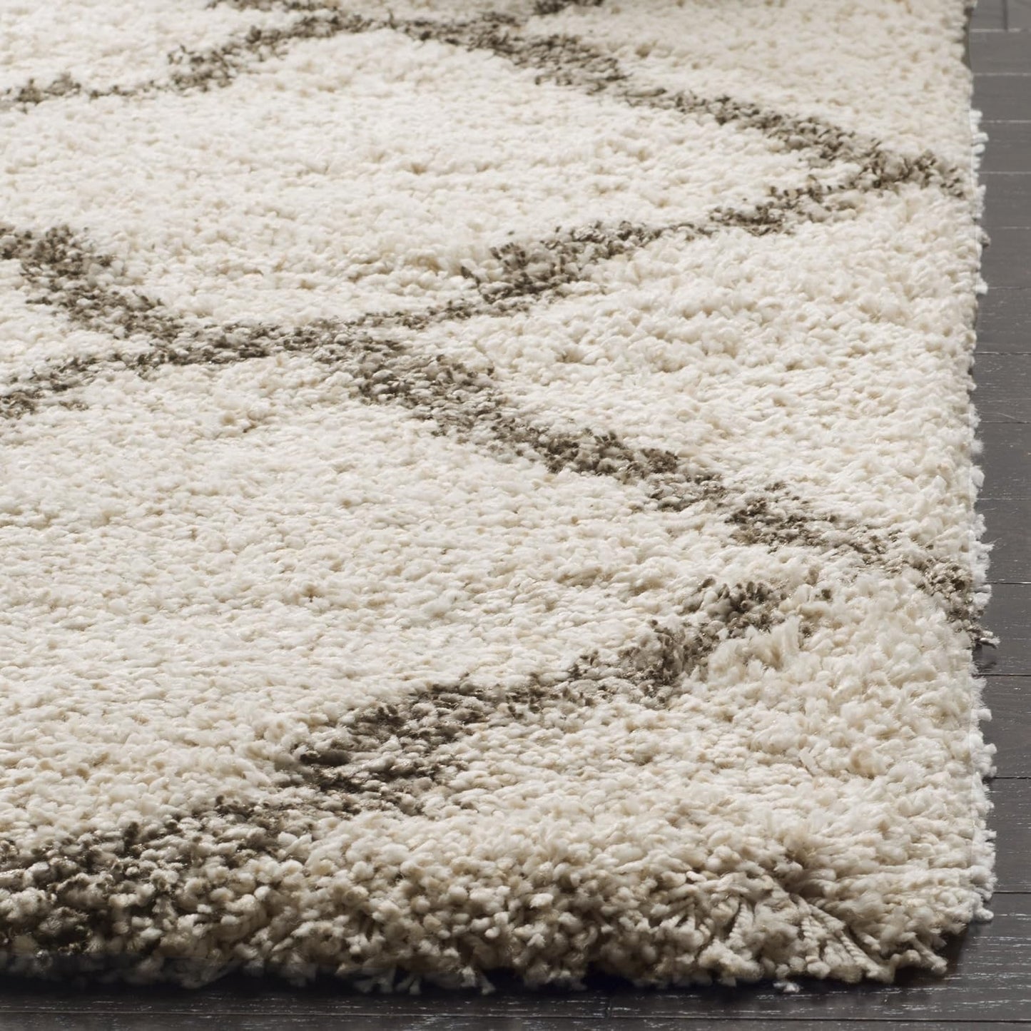 Alfombra felpa 2x3" marfil y gris