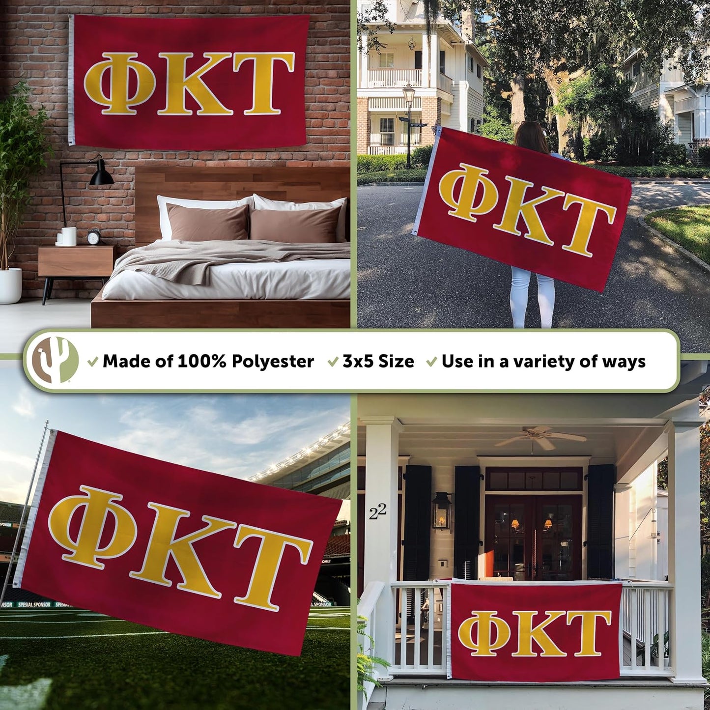 Bandera Phi Kappa Tau 3x5ft para eventos y orgullo