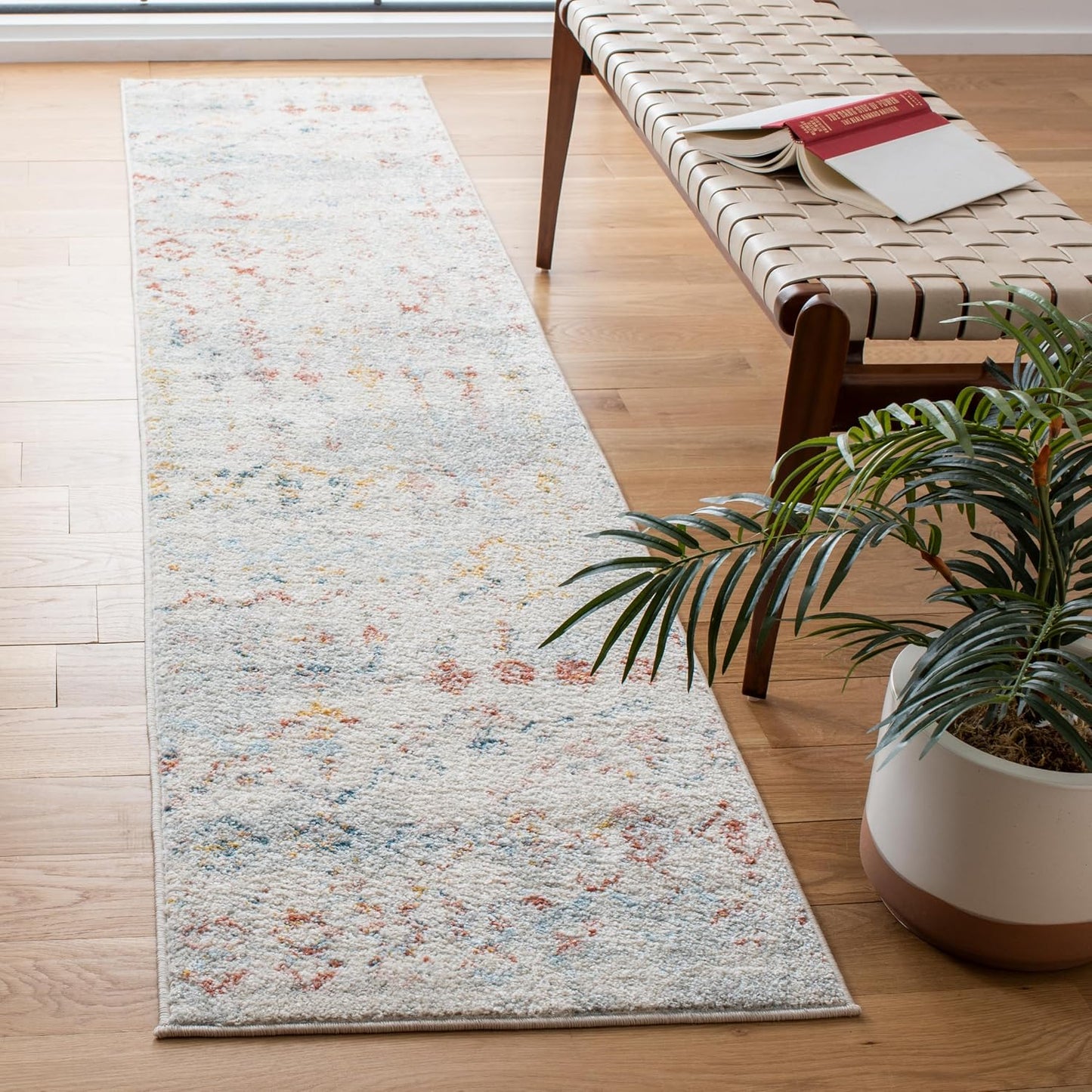 Tapete Tulum 2x9ft diseño marroquí bohemio envejecido