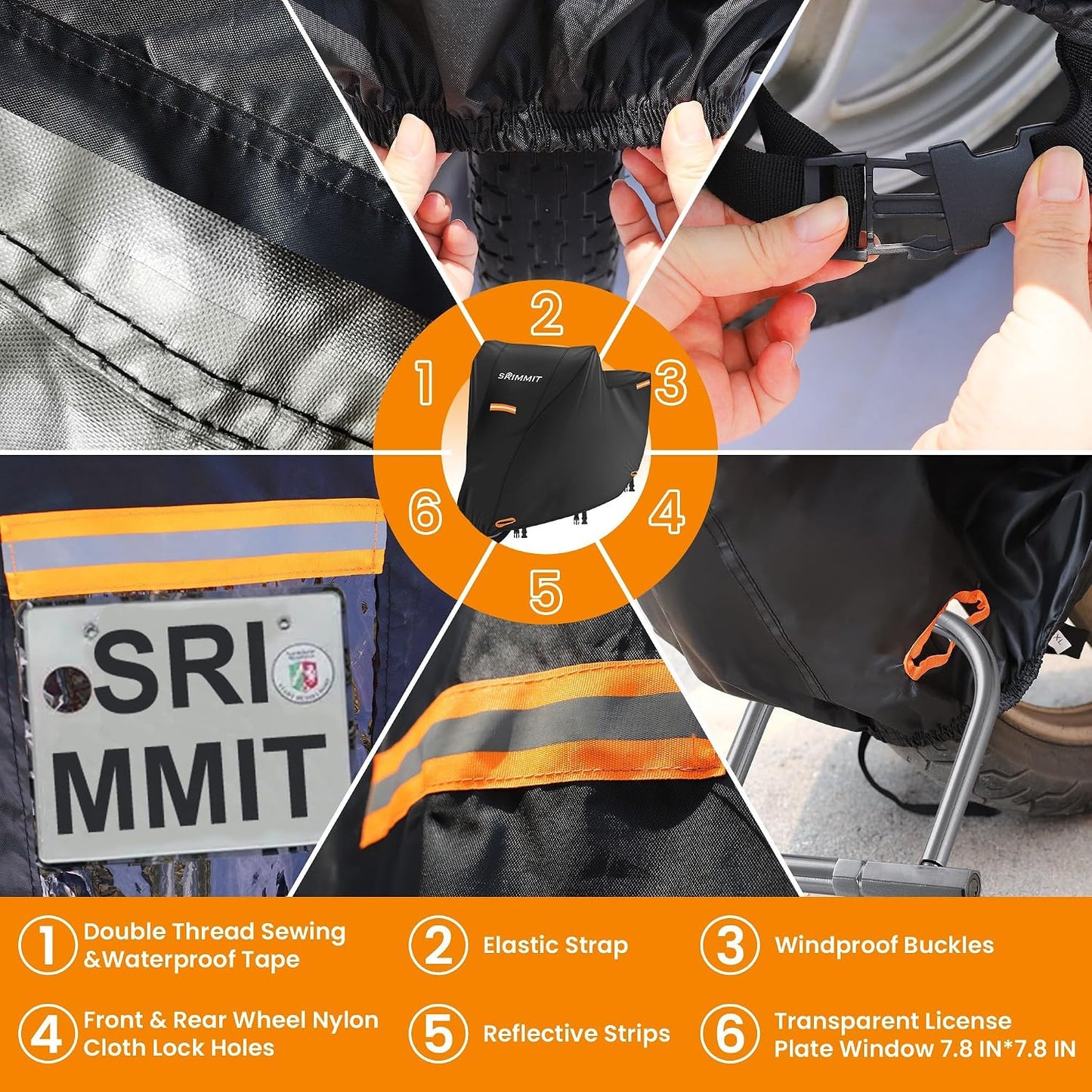 Funda motocicleta 420D con candado impermeable y ventana