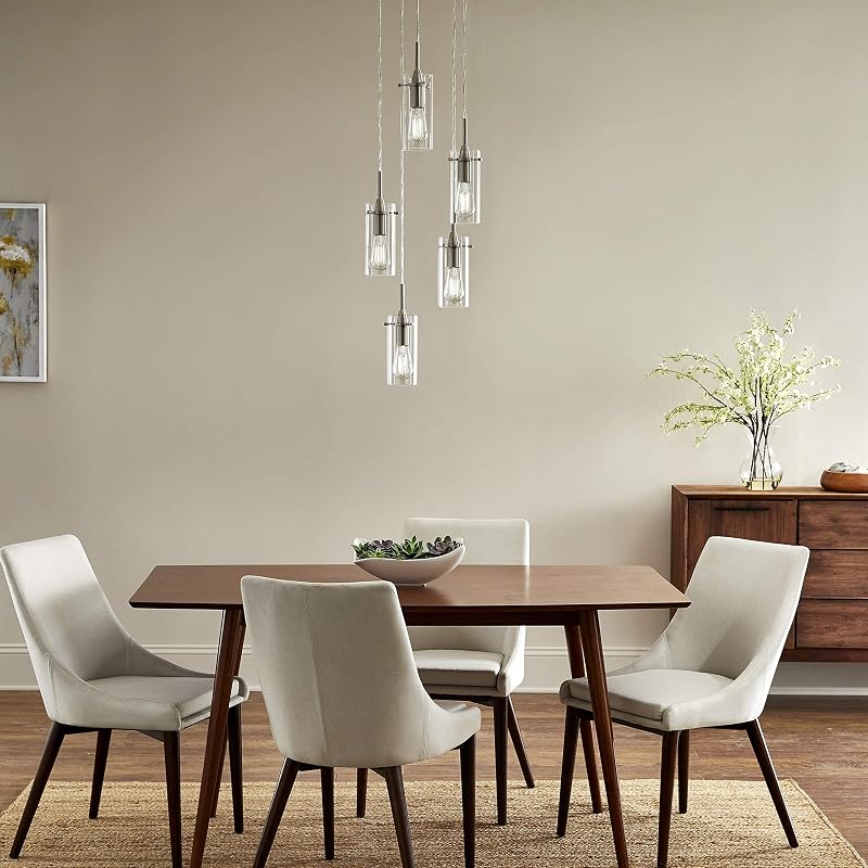 Lámpara colgante 5 luces níquel cepillado vestíbulo