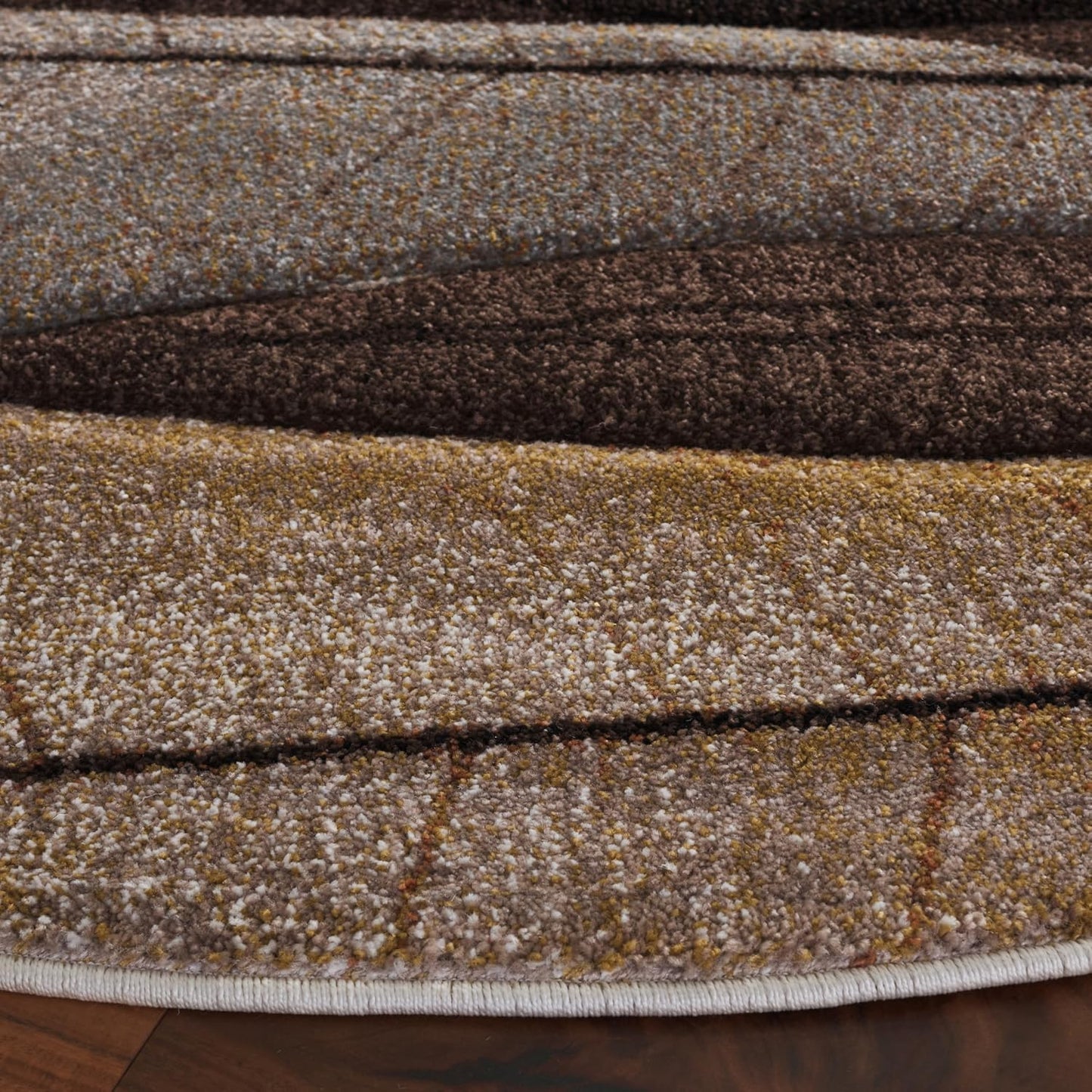 Alfombra redonda 6ft7pulg marrón y gris sala dormitorio