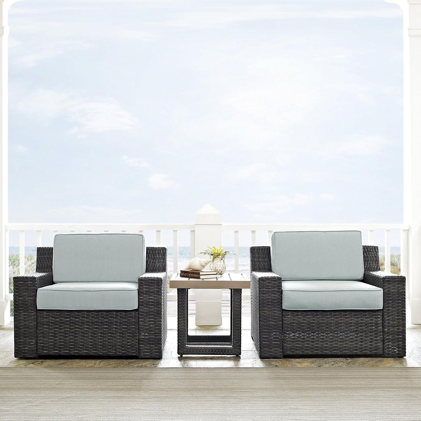 Mesa auxiliar mimbre exterior color marrón