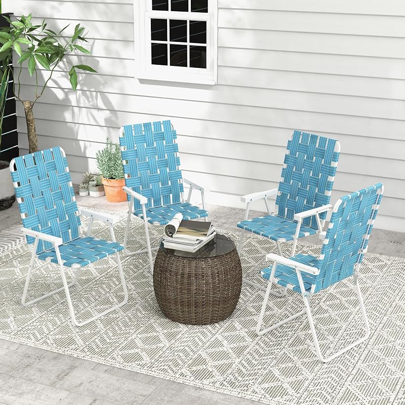 Set 4 sillas plegables para patio con reposabrazos color