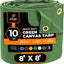 Lona 10oz verde resistente agua ojales latón 8x8"