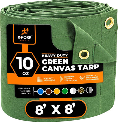 Lona 10oz verde resistente agua ojales latón 8x8"