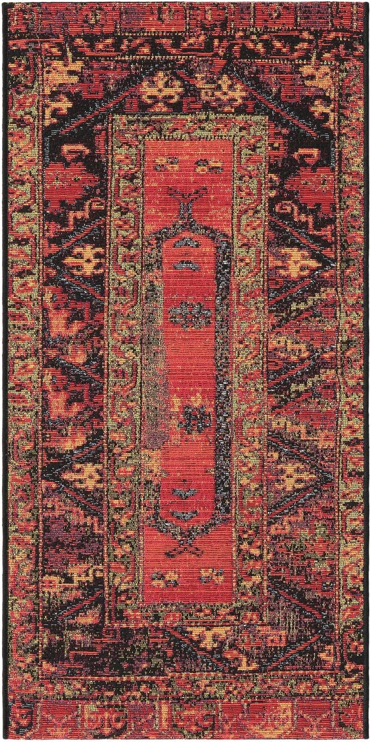 Alfombra área tribal Quepos 2x4ft1" Multi/Negro