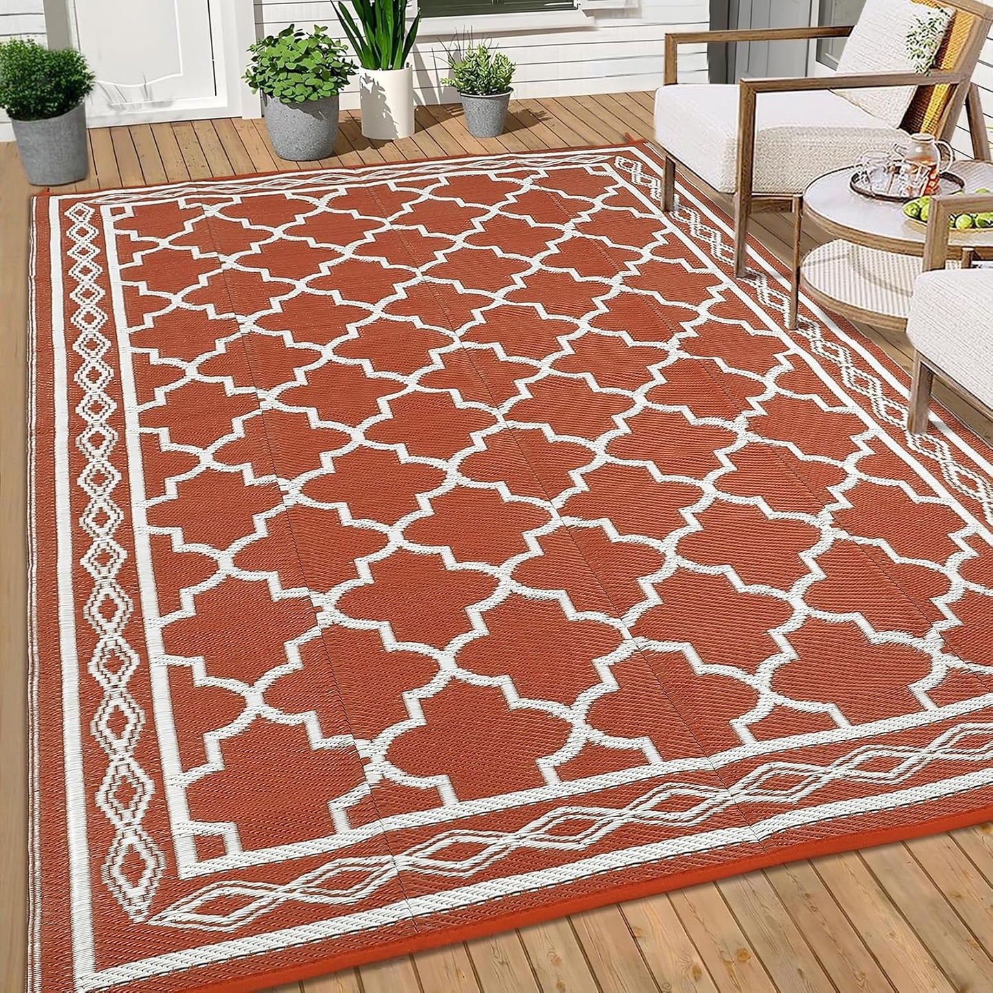 Alfombra Reversible Plástico Impermeable 9x18ft Exteriores