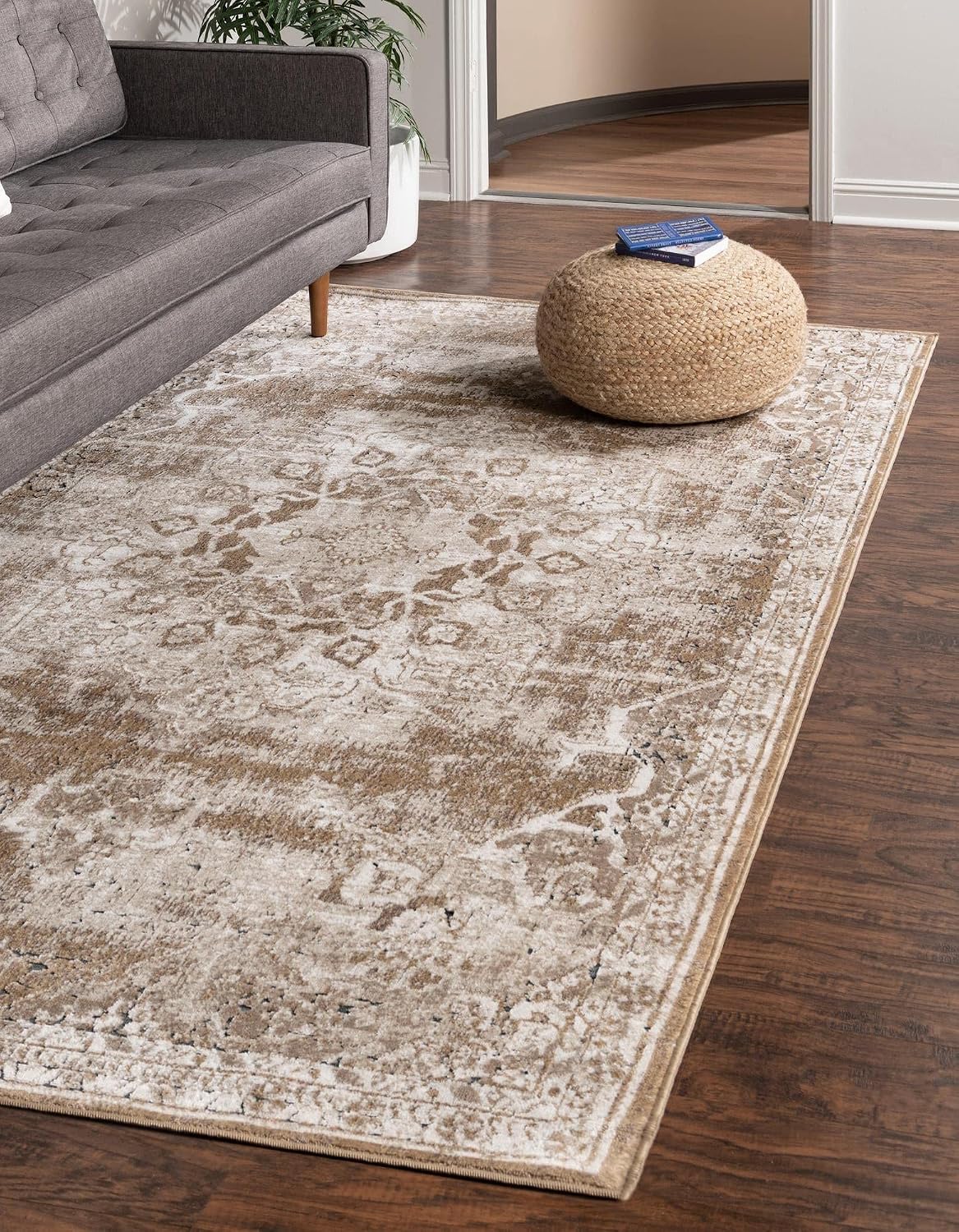 Alfombra área Roosevelt 2'2"x3'1" caqui/beige
