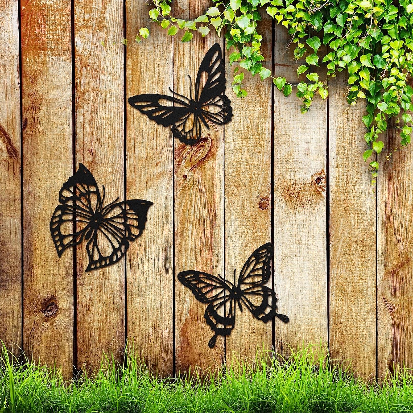 3 Pzas Decoración Pared Metal Mariposa Colibrí Negro