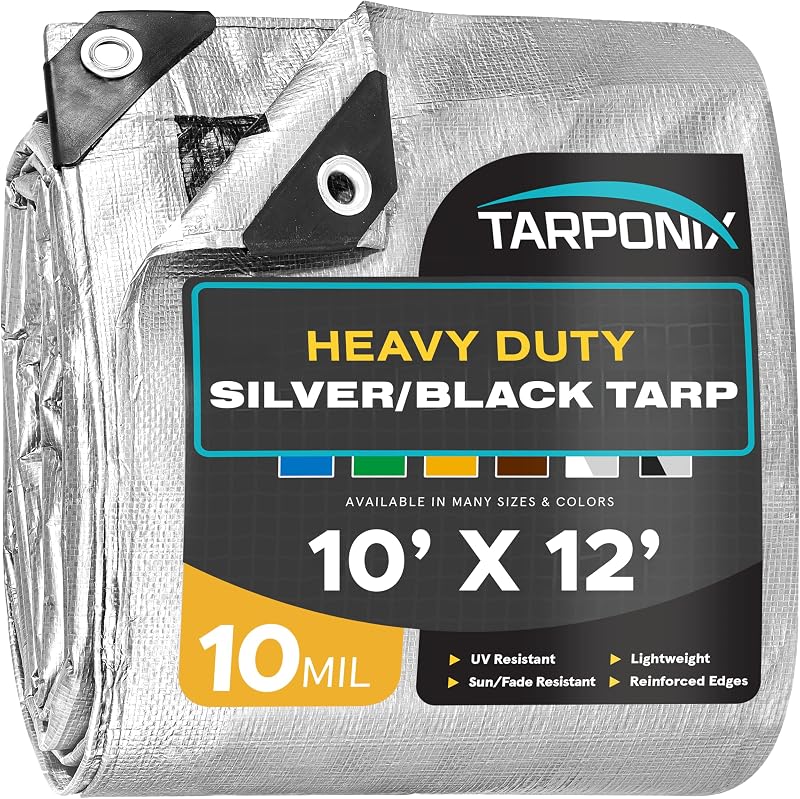 Lona doble cara 10x12ft plateado y negro reforzada