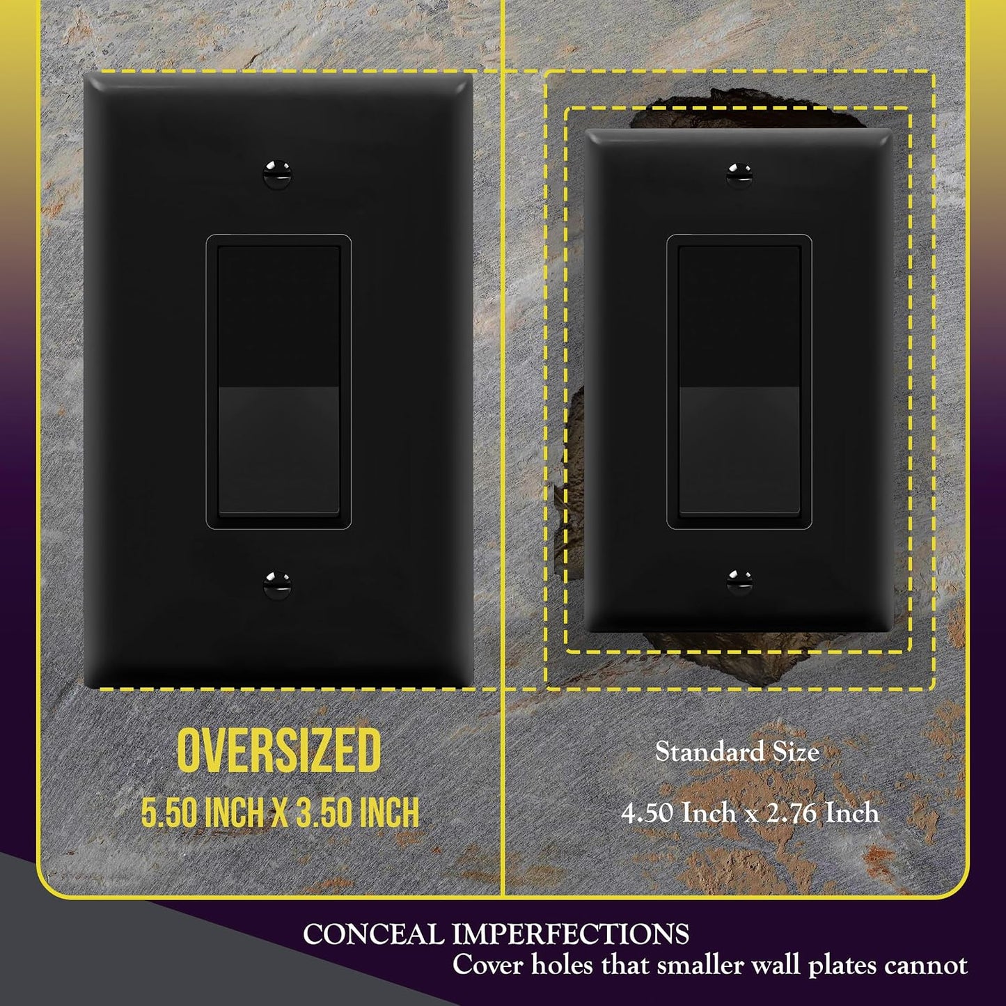 Placa pared interruptor decorativo 5.5x3.5" termoplástico UL