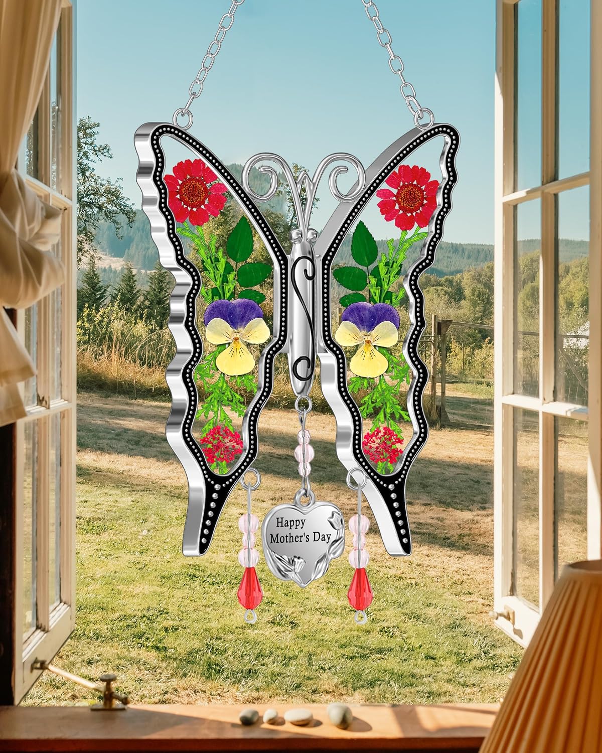 Campanilla vitral mariposa regalo madre abuela