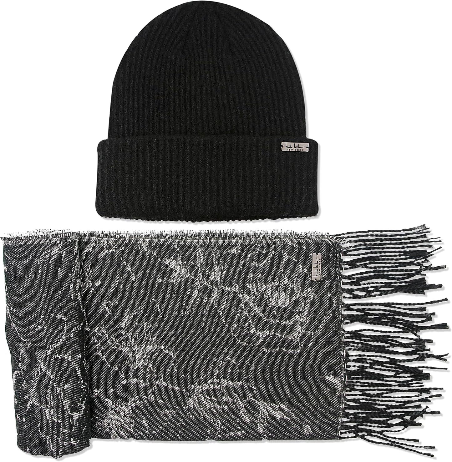 Conjunto bufanda colgante y gorro mujer