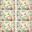 Juego de 6 manteles individuales de primavera con flores silvestres y colibríes