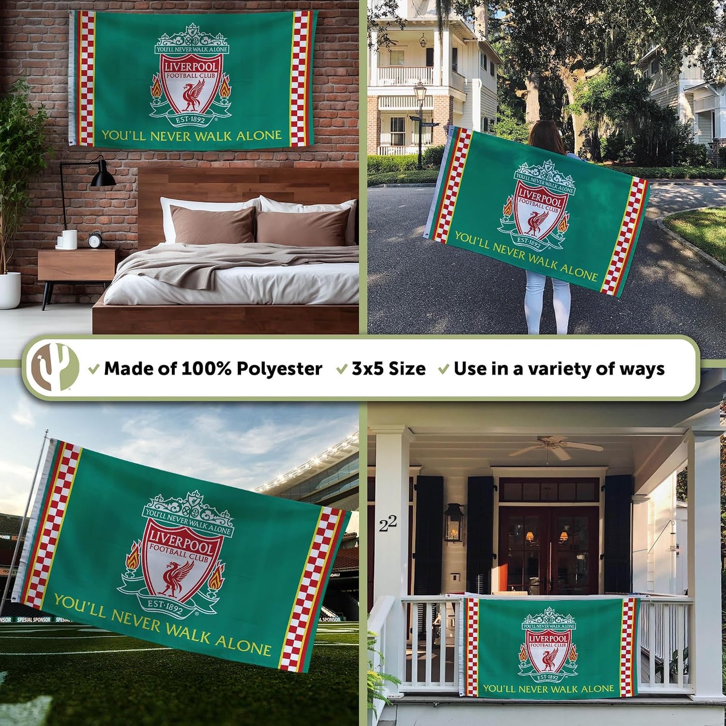 Bandera Liverpool FC 3x5ft oficial interiores exteriores