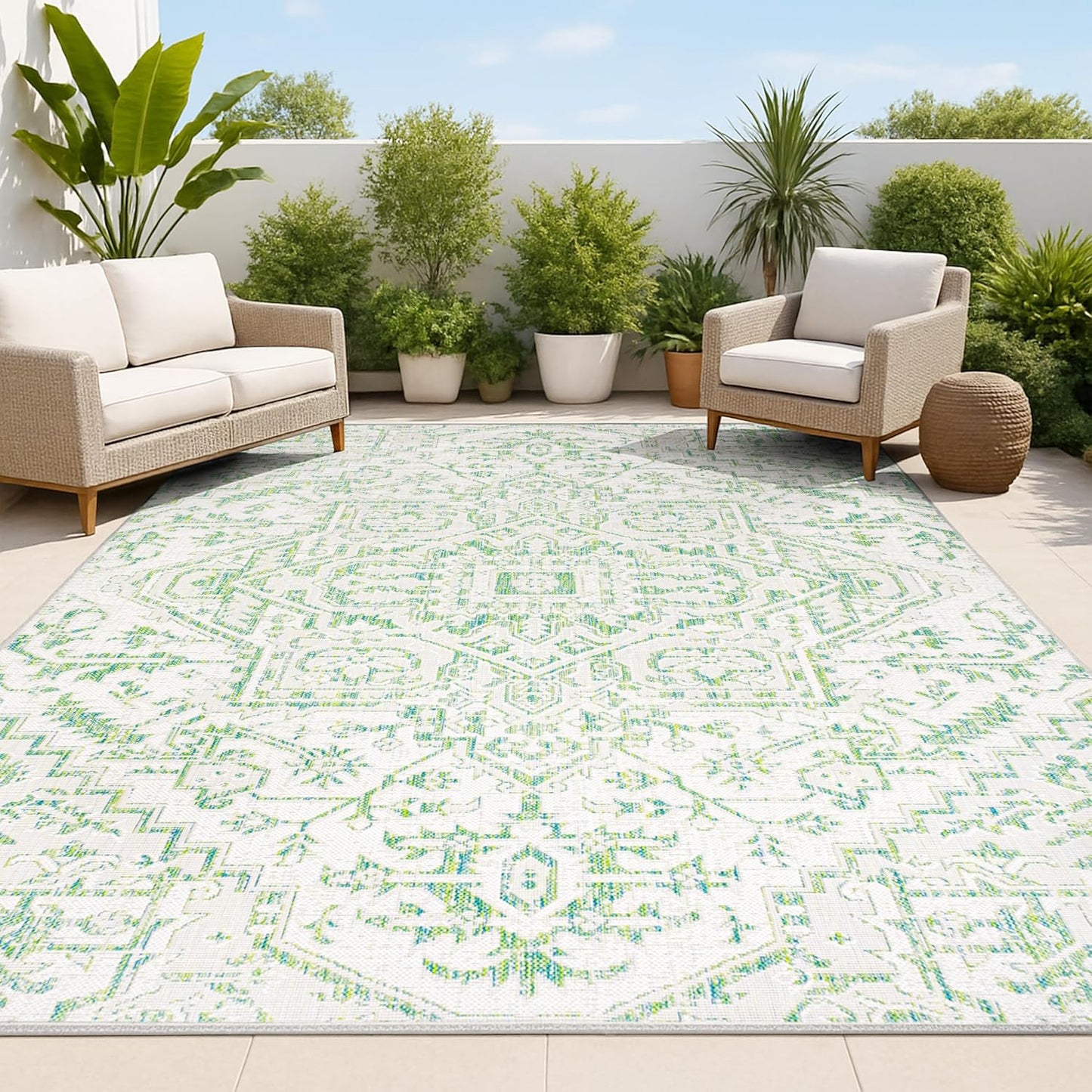 Alfombra bohemio medallón 8x10ft interior/exterior