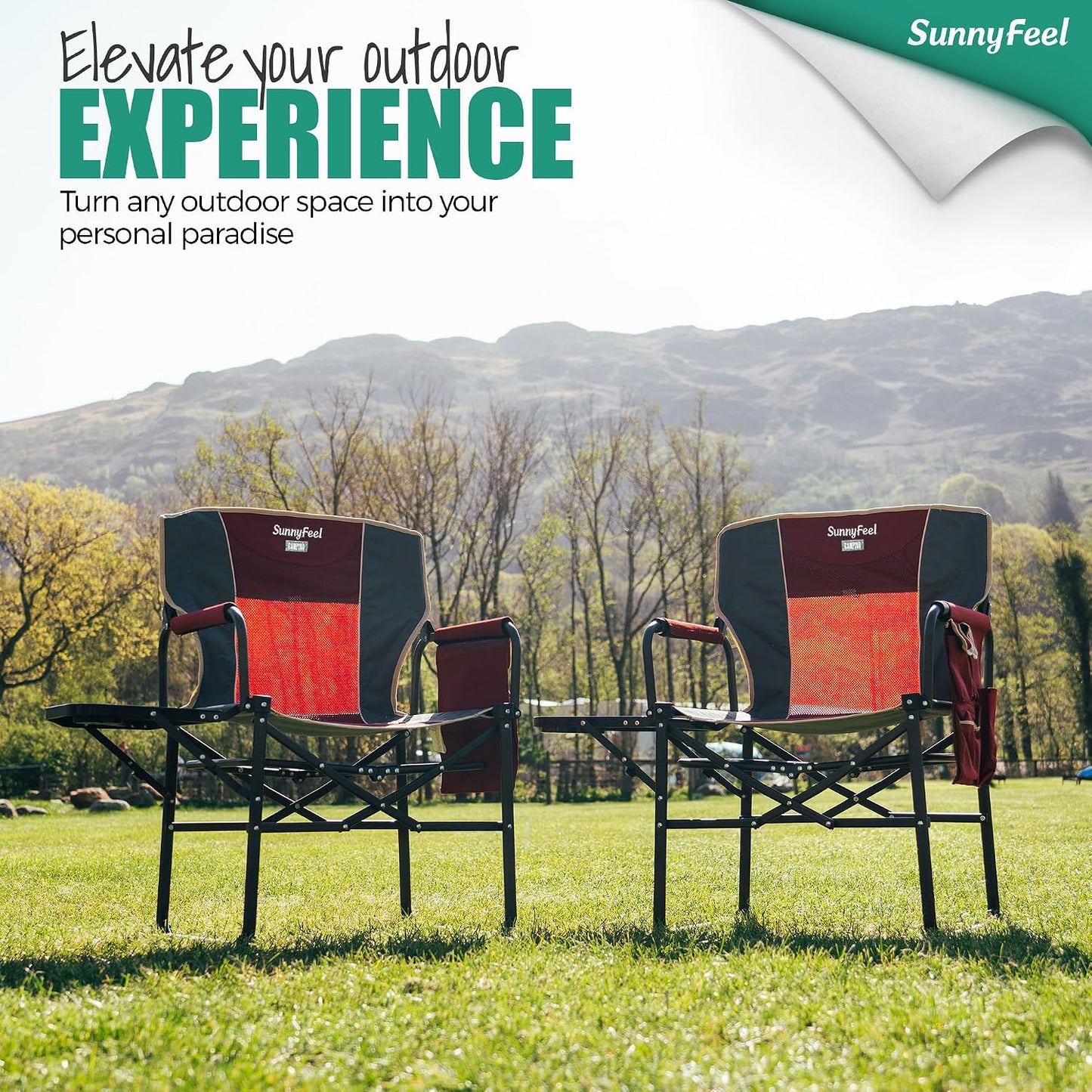 Silla director campamento gran tamaño set 2 plegable