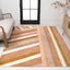 Alfombra retro 5x8ft rayas contemporáneas rojo dorado crema