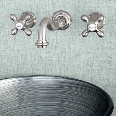 Grifo baño vintage 2 manijas níquel cepillado