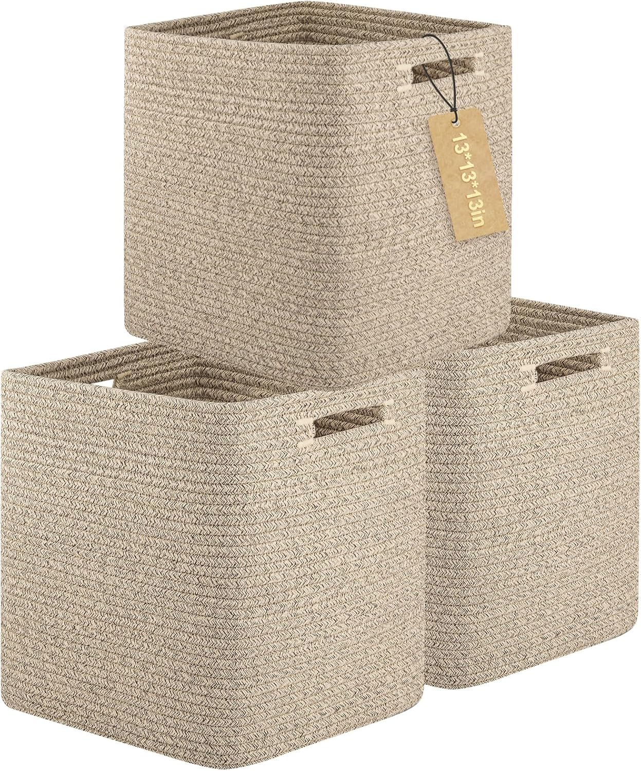 3 Pzas Cubos Almacenamiento Plegables 13" Marrón