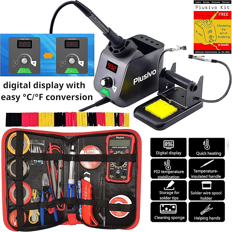 Kit soldador 60W pantalla digital 5 puntas soporte