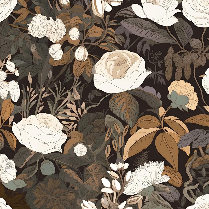 Papel tapiz floral autoadhesivo 17.5x393.7"