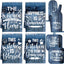 Set 8 Paños Cocina Azules Guantes Horno Soportes Ollas