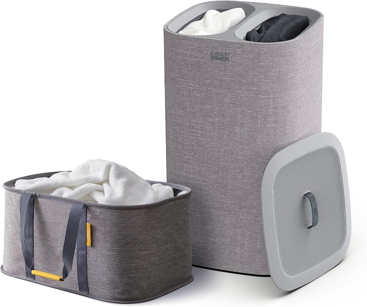 Set 2 cestas lavado plegables 35L y 60L gris
