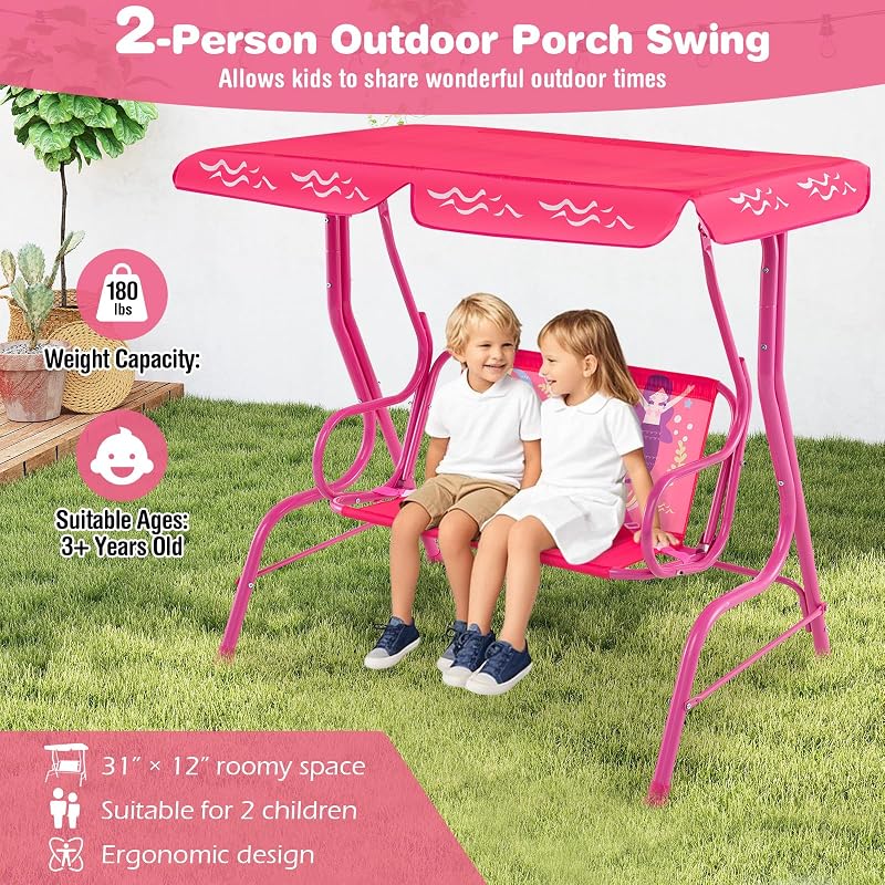 Columpio para niños con toldo y silla 2 plazas
