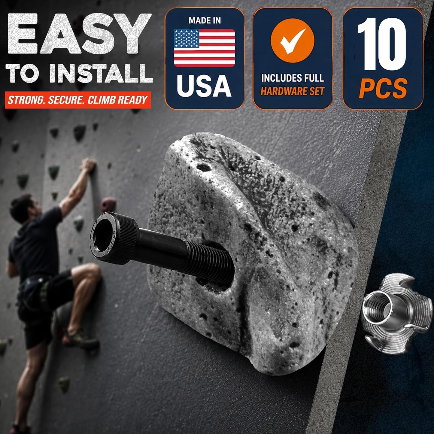 10 Soportes Escalada Pared Interior Exterior Con Accesorios