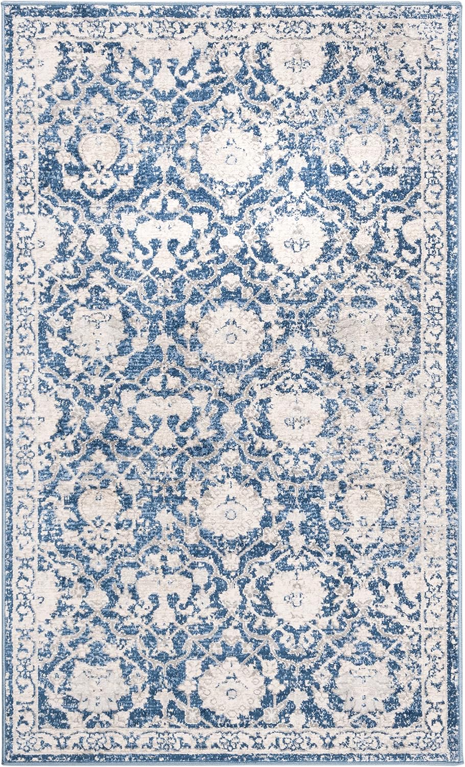 Alfombra decorativa 2x4ft floral azul marino sala