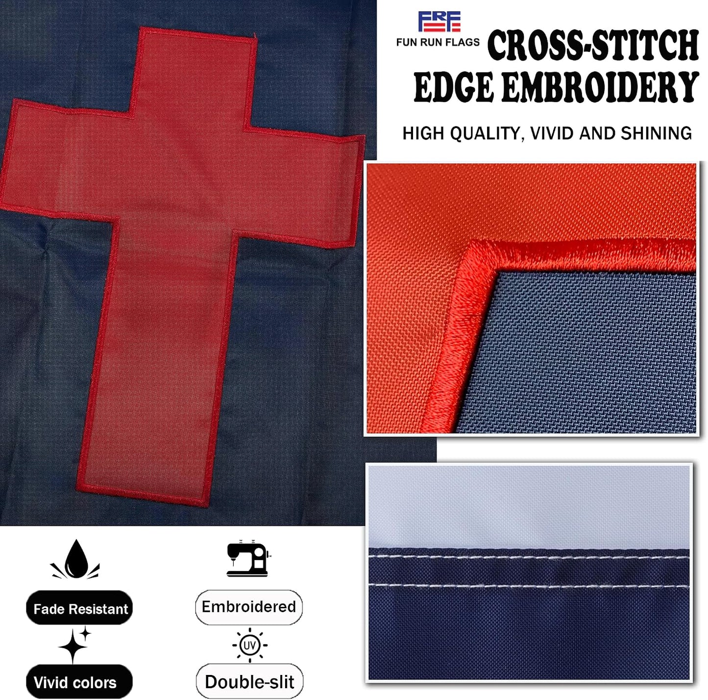 Bandera cristiana 3x5ft con ojales latón para decoración
