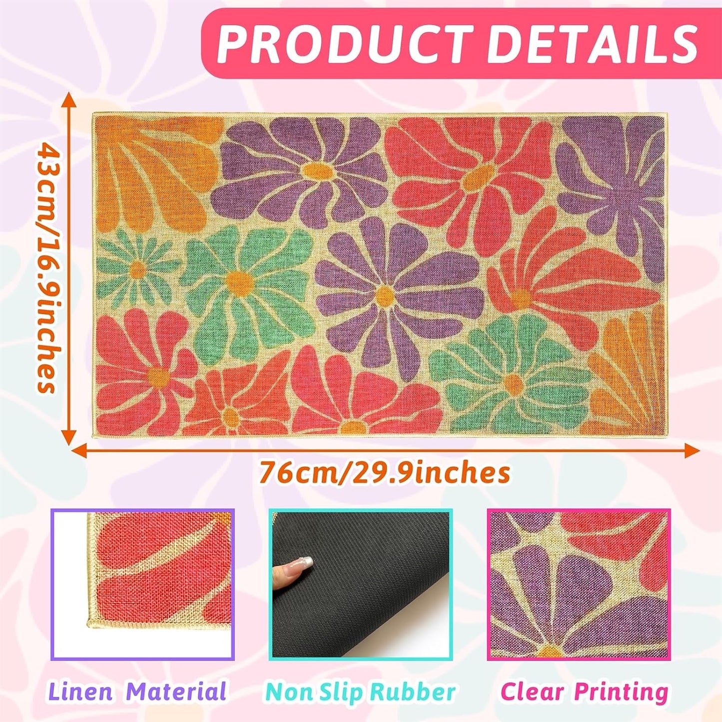 Tapete floral antiderrap para puerta interiores exteriores