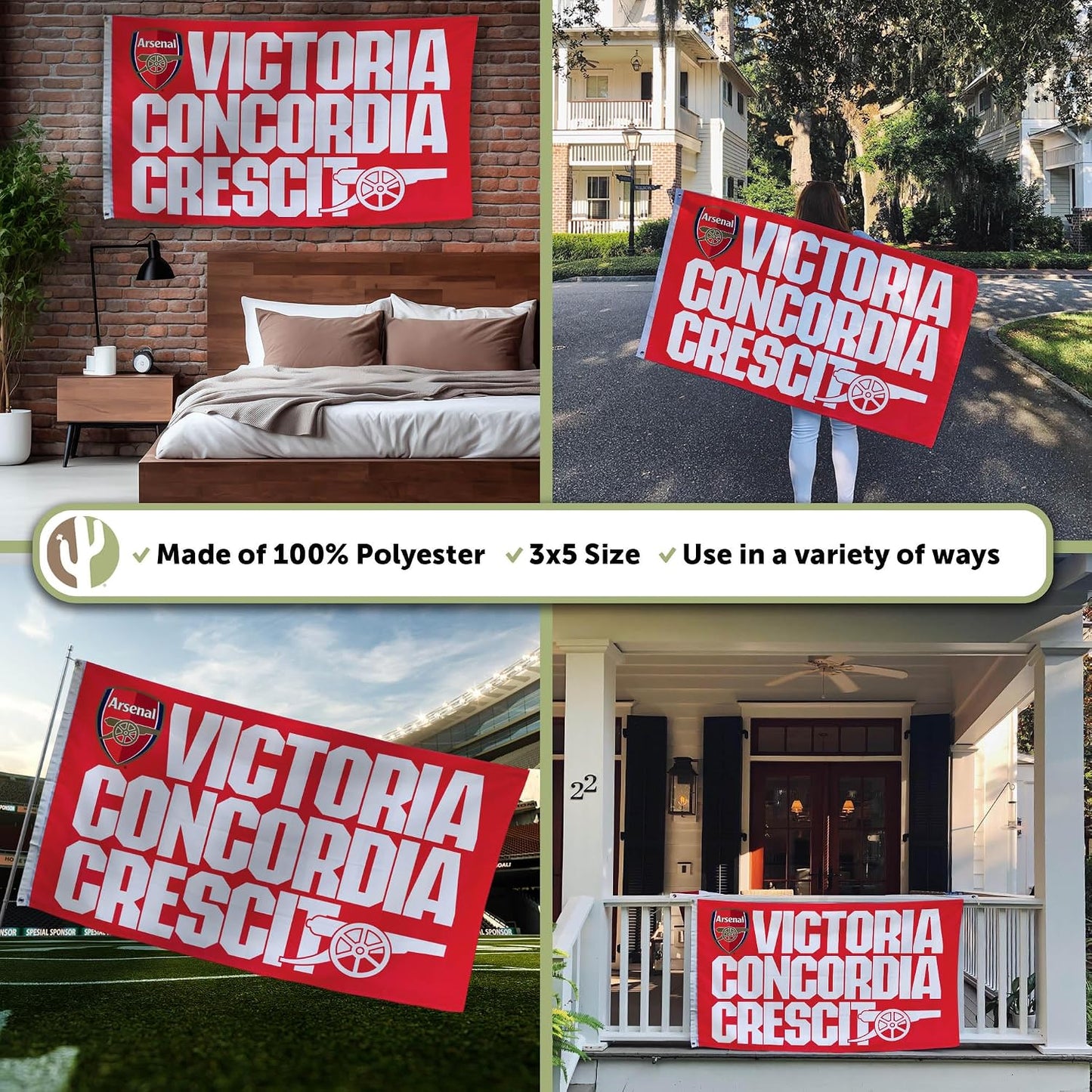 Bandera Arsenal FC 3x5ft para interiores y exteriores