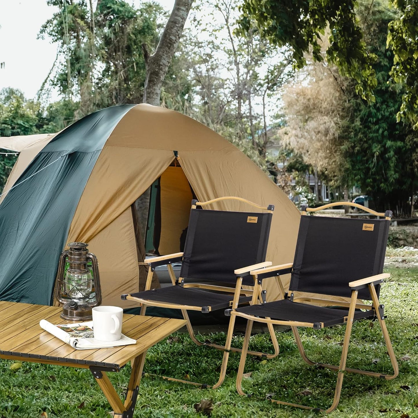 2 Sillas plegables camping playa negro ligeras portátiles