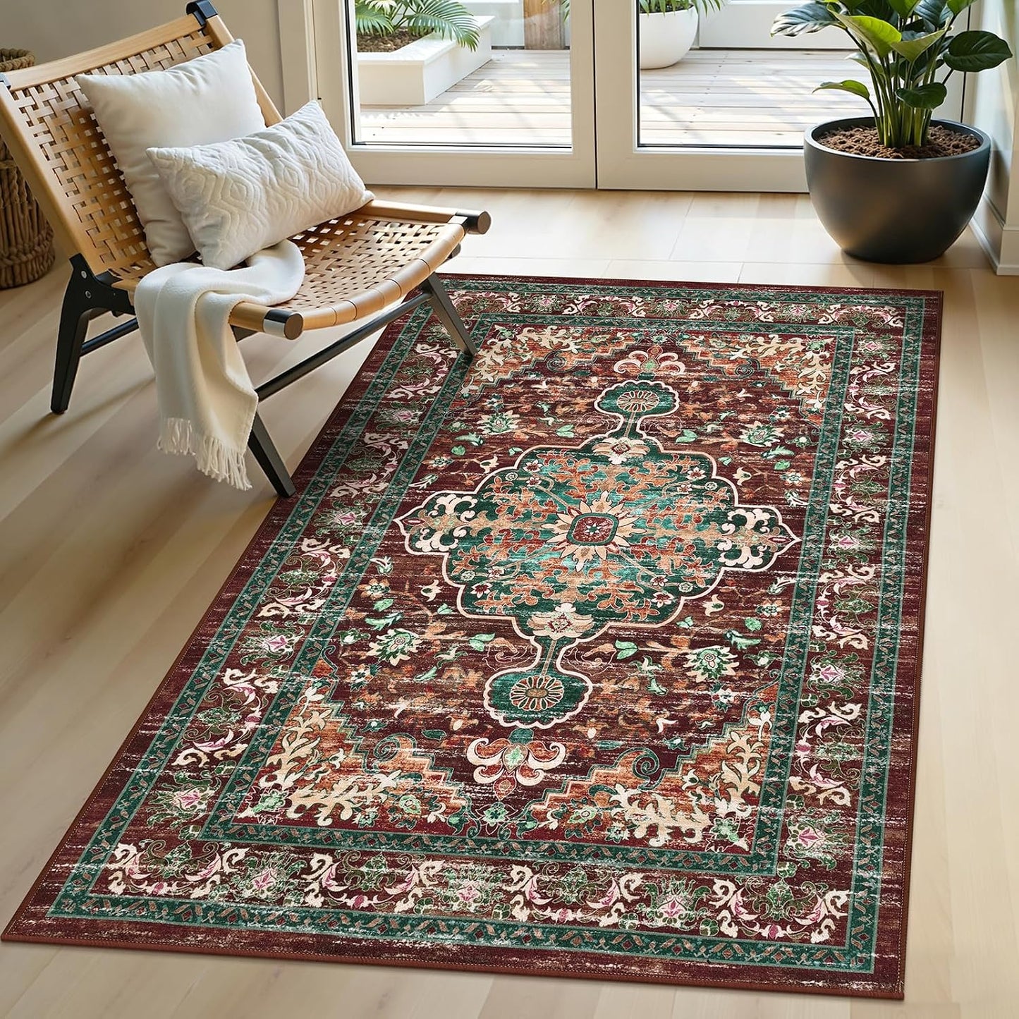 Alfombra bohemia 3x5pulg lavable suave antiderrap sala