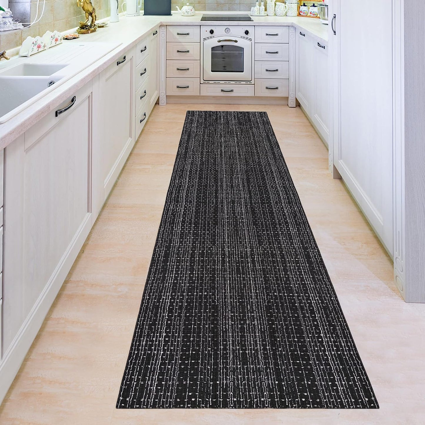 Alfombra pasillo 3x10 lavable tejida estilo tribal granja