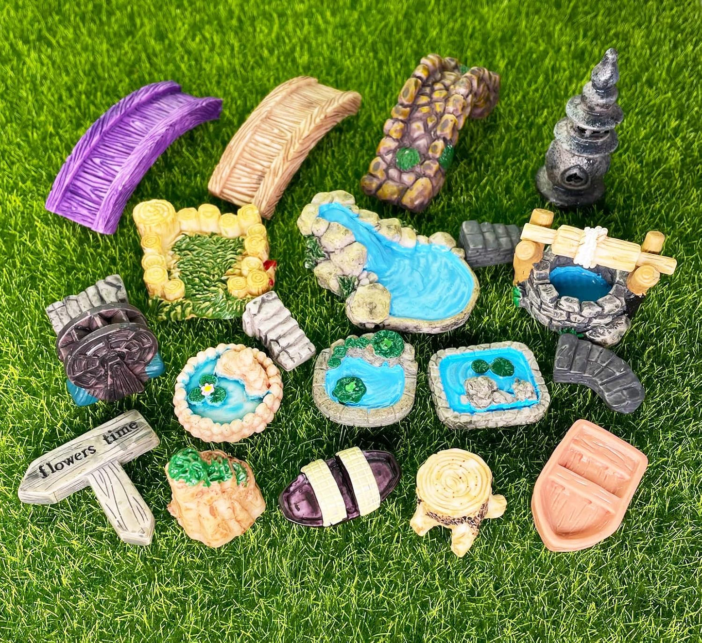 Set 20 Pzas Accesorios Jardín de Hadas Resina Miniatura