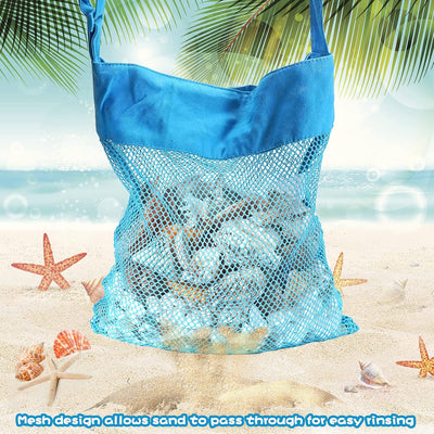 Bolsas malla con bolsillo concha marina set 2 azul bebé