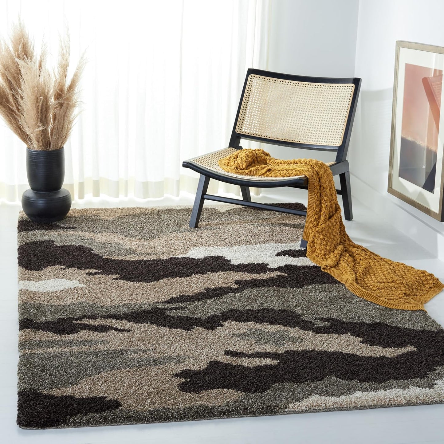 Alfombra área 5x7ft camuflaje beige 1.2pulg