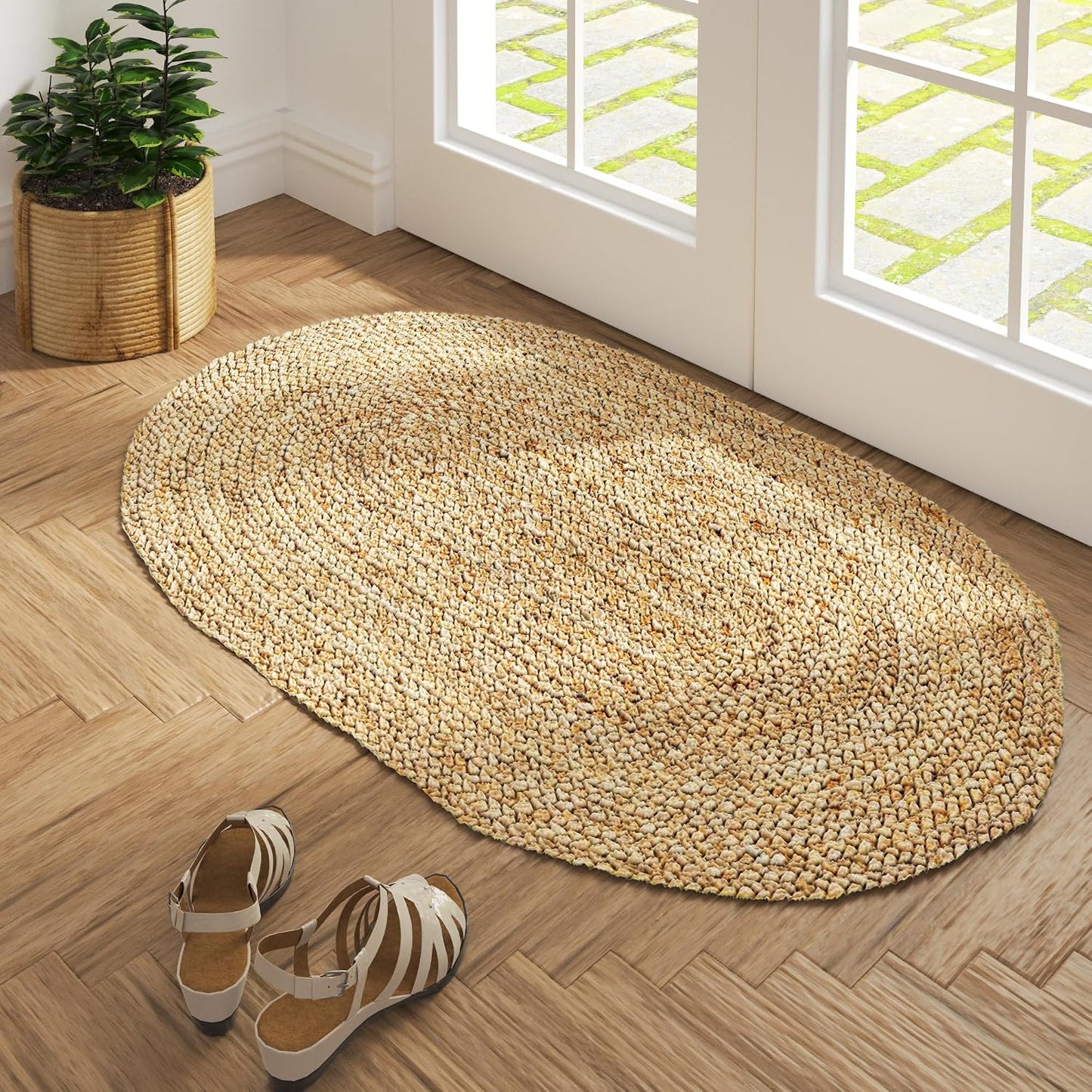 Alfombra rectangular natural 2x3ft para interiores