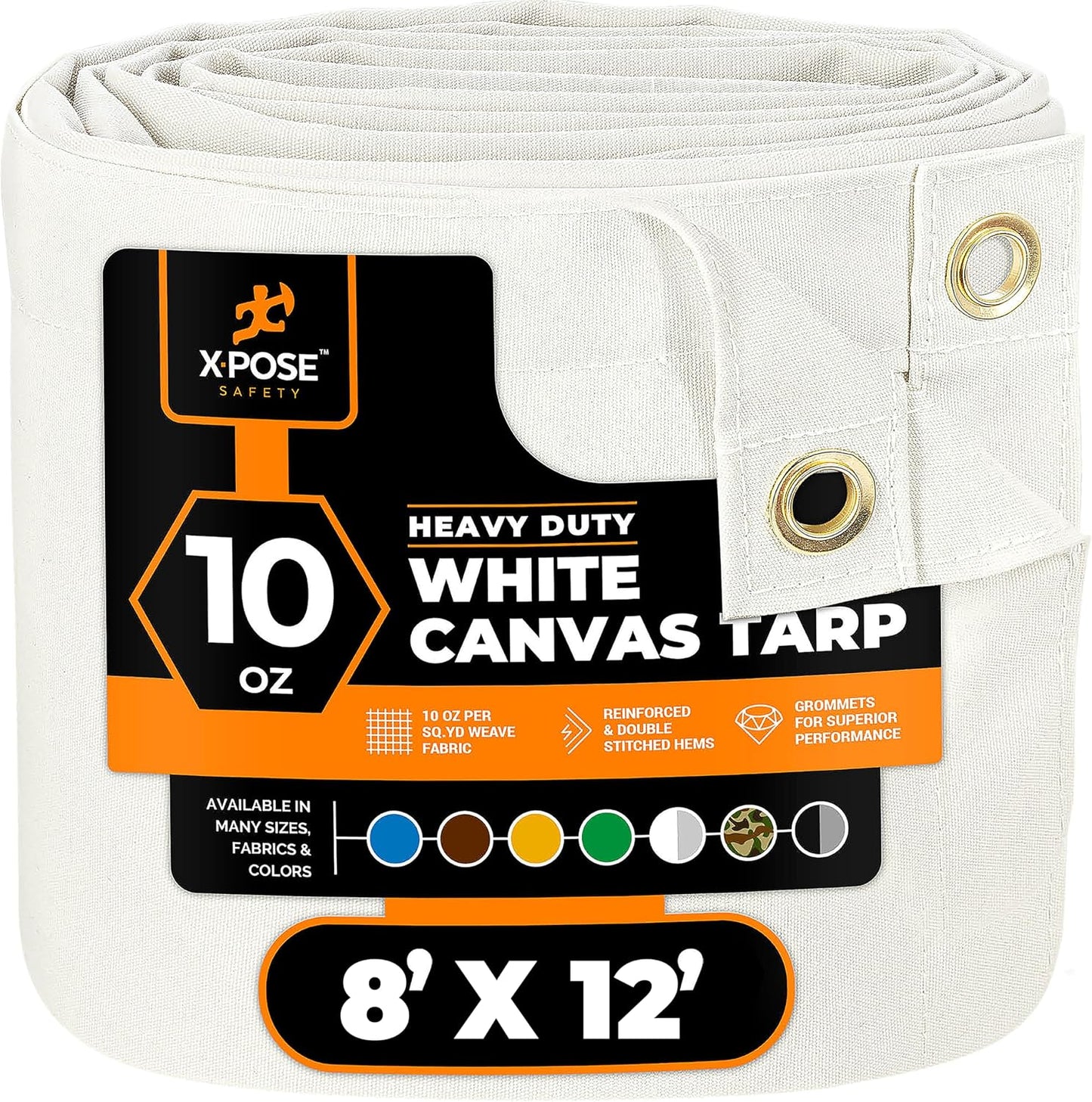 Lona blanca resistente 10oz con ojales latón 8x12pulg